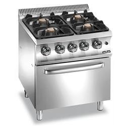 4-BURNER COOKER WITH GN 2/1 STATIC GAS OVEN G4F77XL MBM