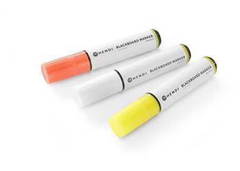 Chalk markers, white, yellow, orange - set of 3 pcs. HENDI 664339