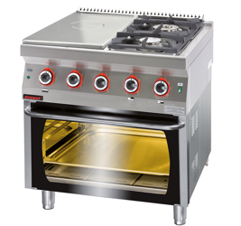 Chrome gas cooktop 400 mm + 1x4,5kW + 1x7,5kW with electric oven 700.KG-2/I-400/PE-2 Kromet