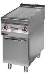 Electric grill plate corrugated chrome 450 mm 6,0kW on closed cabinet base 900.PBE-450R.S.D. Kromet
