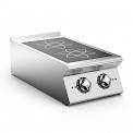 Electric induction hob. 2 independent
circular heating zones, each Ø 22 mm and
3.5 kW.