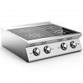 Electric induction hob. 4 independent
circular heating zones, each Ø 22 mm and
3.5 kW.