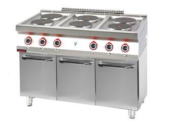 Electric kitchen 6 round plates 6x2,6kW on closed cabinet base 700.KE-6.S.D Kromet