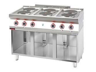 Electric kitchen 6 round plates 6x2,6kW on open cabinet base 700.KE-6.S Kromet