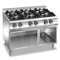 GAS COOKER ON A BASE WITH THREE SIDES CLOSED 6-BURNER WITH NEW FLEX BURNERS OF 7 KW EACH G6A77XL MBM