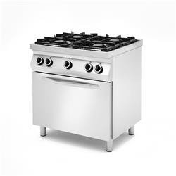 Gas cookers 4-burner on a base with three sides closed, with gas oven or electric oven with electric oven Grafen 227886 MBM