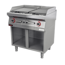 Lava grill 800 mm 14kW on open cabinet base 700.OGL-800.S Kromet
