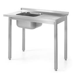 Loading table for dishwashers with sink, left-hand - beveled, with dimensions. 10 HENDI 811917