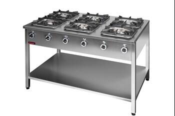 Open base 6-burner gas cooker 2x4.5kW + 2x7.5kW + 2x9.0kW 000.KG-6L Kromet