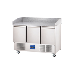 Refrigerated 3 door pizza table without extension on wheels, V 368 l STALGAST 833031
