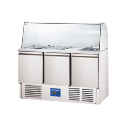 Refrigerated 3 door salad table with glass extension, V 368 l STALGAST 832232