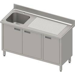 Table with 1-bowl sink.(L),hinged door 1400x600x850 mm, pressed top,canned edge 100x15x10 STALGAST MEBLE 984506140