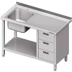 Table with 1-bowl sink.(L), with a block of three drawers and a shelf 1000x700x850 mm STALGAST MEBLE 982377100