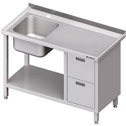 Table with 1-bowl sink.(L), with a block of two drawers and a shelf 1000x600x850 mm STALGAST MEBLE 981006100