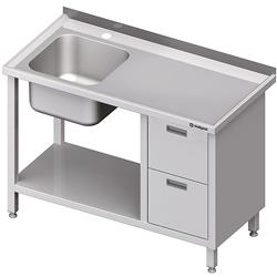 Table with 1-bowl sink.(L), with a block of two drawers and a shelf 1200x600x850 mm STALGAST MEBLE 981006120