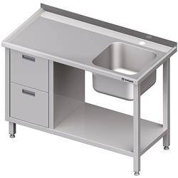 Table with 1-bowl sink.(P), with a block of two drawers and a shelf 1100x600x850 mm STALGAST MEBLE 980996110