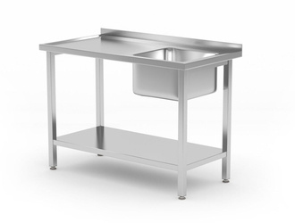 Table with 1-bowl sink and shelf Budget Line - bolted 1000x600x(H)850 | HENDI 817018