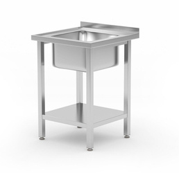 Table with 1-bowl sink and shelf Budget Line - bolted 600x600x(H)850 | HENDI 816806