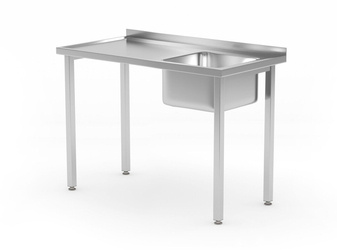 Table with 1-bowl sink without shelf Budget Line - bolted 1000x600x(H)850 | HENDI 816783