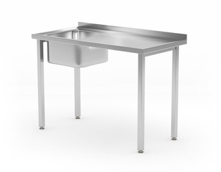 Table with 1-bowl sink without shelf Budget Line - bolted 1000x600x(H)850 | HENDI 816790