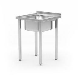 Table with 1-bowl sink without shelf Budget Line - bolted 600x600x(H)850 | HENDI 816752