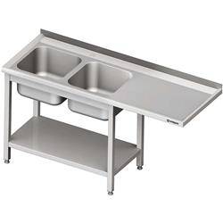 Table with 2 compartment sink.(L) and space for a refrigerator or dishwasher 1600x700x900 mm STALGAST MEBLE 981047160