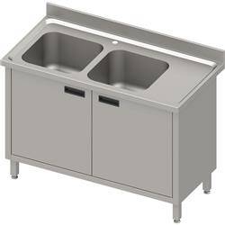 Table with 2 compartment sink.(L),hinged door 1100x600x850 mm, pressed top,canned edge 100x15x10 STALGAST MEBLE 984636110