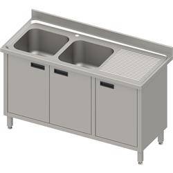 Table with 2 compartment sink.(L),hinged door 1400x600x850 mm, pressed top,canned edge 100x15x10 STALGAST MEBLE 984636140