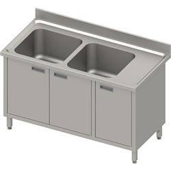 Table with 2 compartment sink.(L),hinged door 1500x700x850 mm, pressed top,canned edge 100x15x10 STALGAST MEBLE 984637150