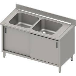 Table with 2 compartment sink.(L),sliding door 1100x600x850 mm, pressed top,canned edge 100x15x10 STALGAST MEBLE 984666110