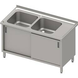 Table with 2 compartment sink.(L),sliding door 1200x700x850 mm, pressed top STALGAST MEBLE 984017120