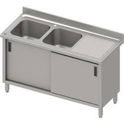 Table with 2 compartment sink.(L),sliding door 1500x600x850 mm, pressed top,canned edge 100x15x10 STALGAST MEBLE 984666150