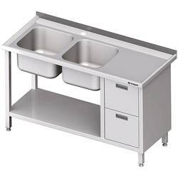 Table with 2 compartment sink.(L), with a block of two drawers and a shelf 1400x600x850 mm STALGAST MEBLE 981086140