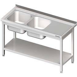 Table with 2 compartment sink.(L),with shelf 1100x600x850 mm bolted STALGAST MEBLE 980846110