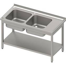 Table with 2 compartment sink.(L),with shelf 1100x600x850 mm bolted, pressed top STALGAST MEBLE 983176110