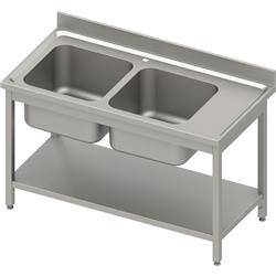 Table with 2 compartment sink.(L),with shelf 1100x600x850 mm welded, pressed top, canned edge 100x15x10 STALGAST MEBLE 984606110S