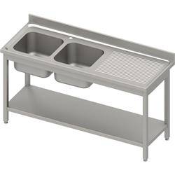 Table with 2 compartment sink.(L),with shelf 1400x600x850 mm bolted, pressed top, canned edge 100x15x10 STALGAST MEBLE 984606140