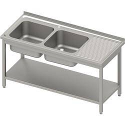 Table with 2 compartment sink.(L),with shelf 1400x600x850 mm welded, pressed top STALGAST MEBLE 983176140S