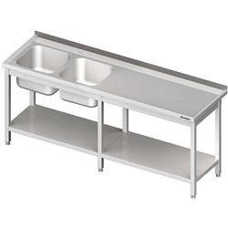 Table with 2 compartment sink.(L),with shelf 2200x600x850 mm STALGAST MEBLE 980856220