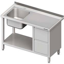 Table with 2 compartment sink.(P) and space for a refrigerator or dishwasher 2100x600x900 mm STALGAST MEBLE 981036210