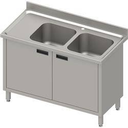 Table with 2 compartment sink.(P),hinged door 1100x700x850 mm, pressed top,canned edge 100x15x10 STALGAST MEBLE 984627110