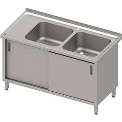 Table with 2 compartment sink.(P),sliding door 1300x700x850 mm, pressed top STALGAST MEBLE 984007130