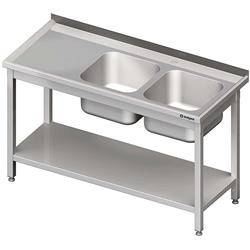 Table with 2 compartment sink.(P),with shelf 1100x600x850 mm bolted STALGAST MEBLE 980826110