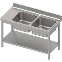 Table with 2 compartment sink.(P),with shelf 1100x600x850 mm bolted, pressed top, canned edge 100x15x10 STALGAST MEBLE 984596110