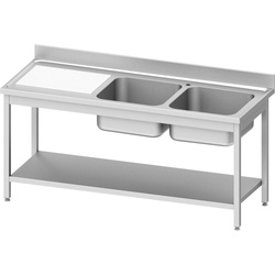 Table with 2 compartment sink. (P),with shelf 1400x600x850 mm bolted STALGAST 954596140