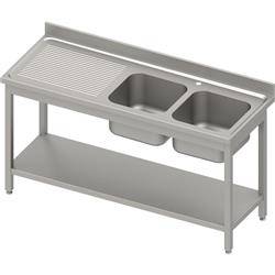 Table with 2 compartment sink.(P),with shelf 1400x600x850 mm bolted, pressed top, canned edge 100x15x10 STALGAST MEBLE 984596140