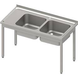 Table with 2 compartment sink.(P),without shelf 1200x600x850 mm bolted, pressed top STALGAST MEBLE 983916120