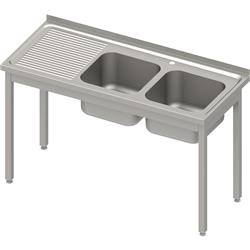 Table with 2 compartment sink.(P),without shelf 1400x600x850 mm welded, pressed top STALGAST MEBLE 983916140S