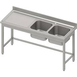 Table with 2 compartment sink.(P),without shelf 1500x600x850 mm, pressed top, canned edge 100x15x10 STALGAST MEBLE 984556150