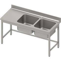 Table with 2 compartment sink.(P),without shelf 1500x700x850 mm, pressed top, canned edge 100x15x10 STALGAST MEBLE 984557150